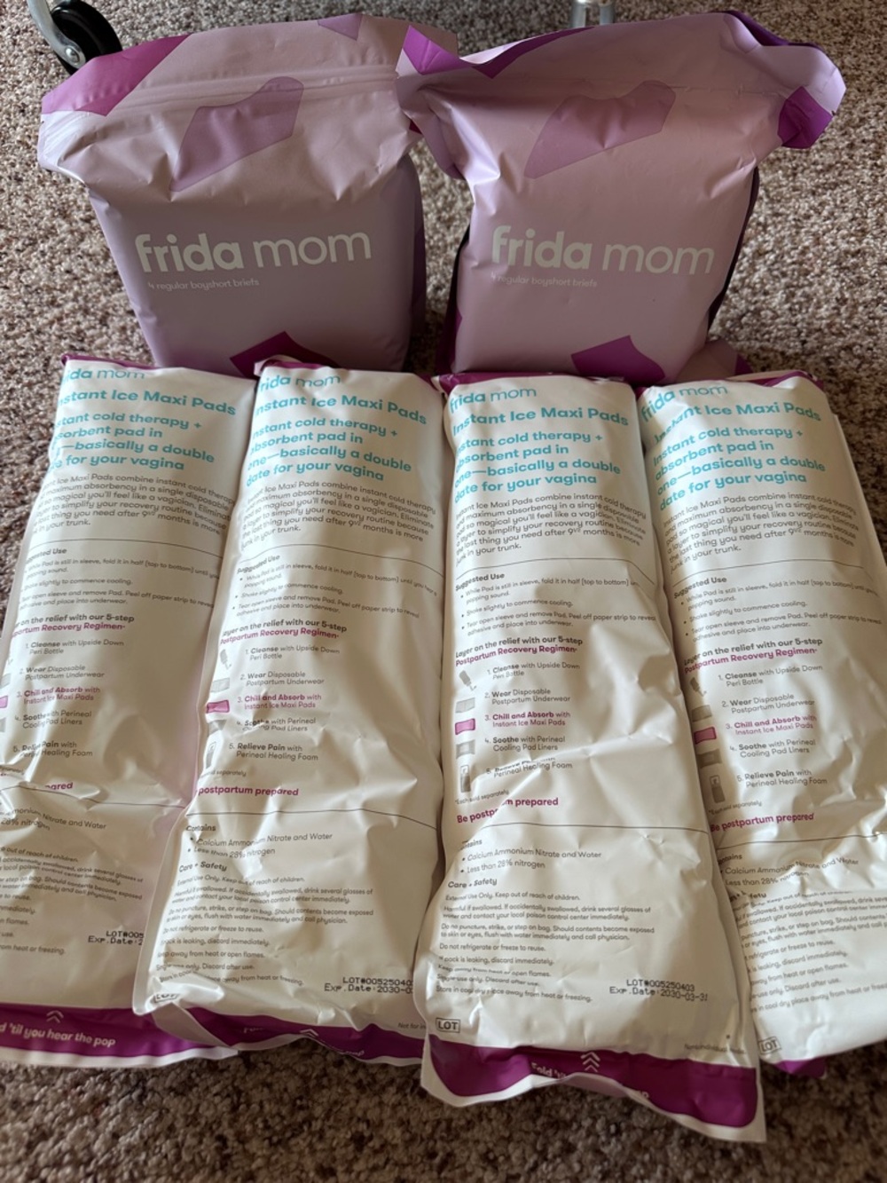 Frida Mom Instant Ice Maxi Pads and 2 packs of underwear